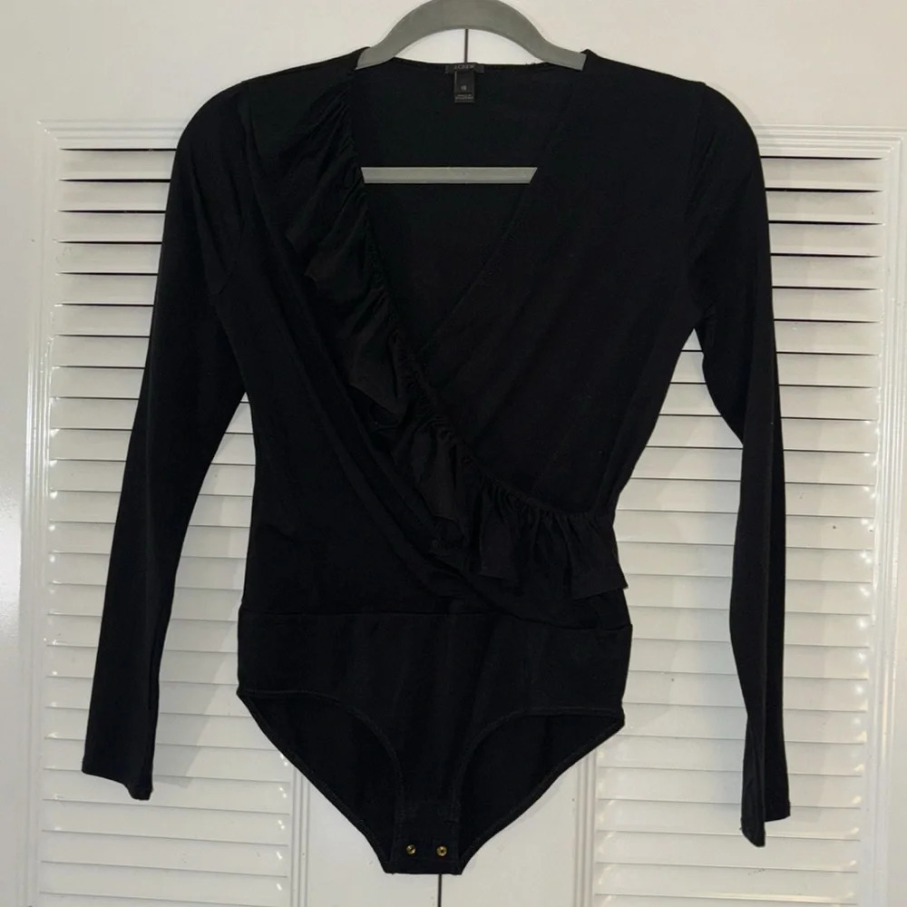 J.Crew Black Ruffle Bodysuit - Picture 2 of 8